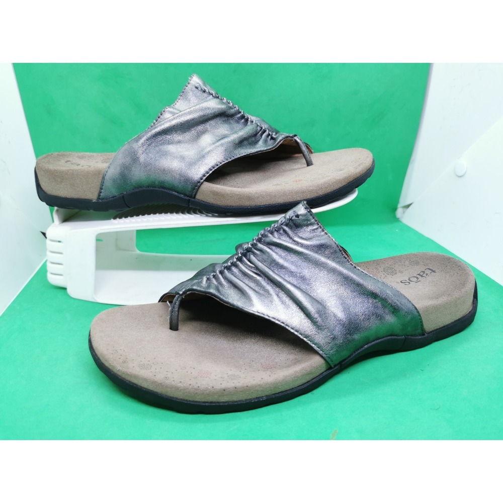 Women's Taos Gift 2 Size 10 Silver Gray Leather Very Comfortable Sandals Slip On